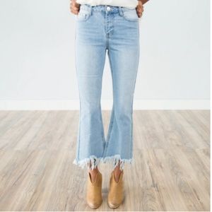 High Waisted Crop Flare Mom Jeans